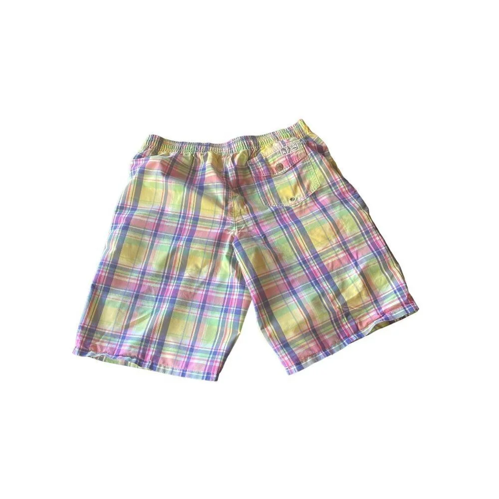 Polo Ralph Lauren Pastel Plaid‎ Swim Trunks Shorts Size Large